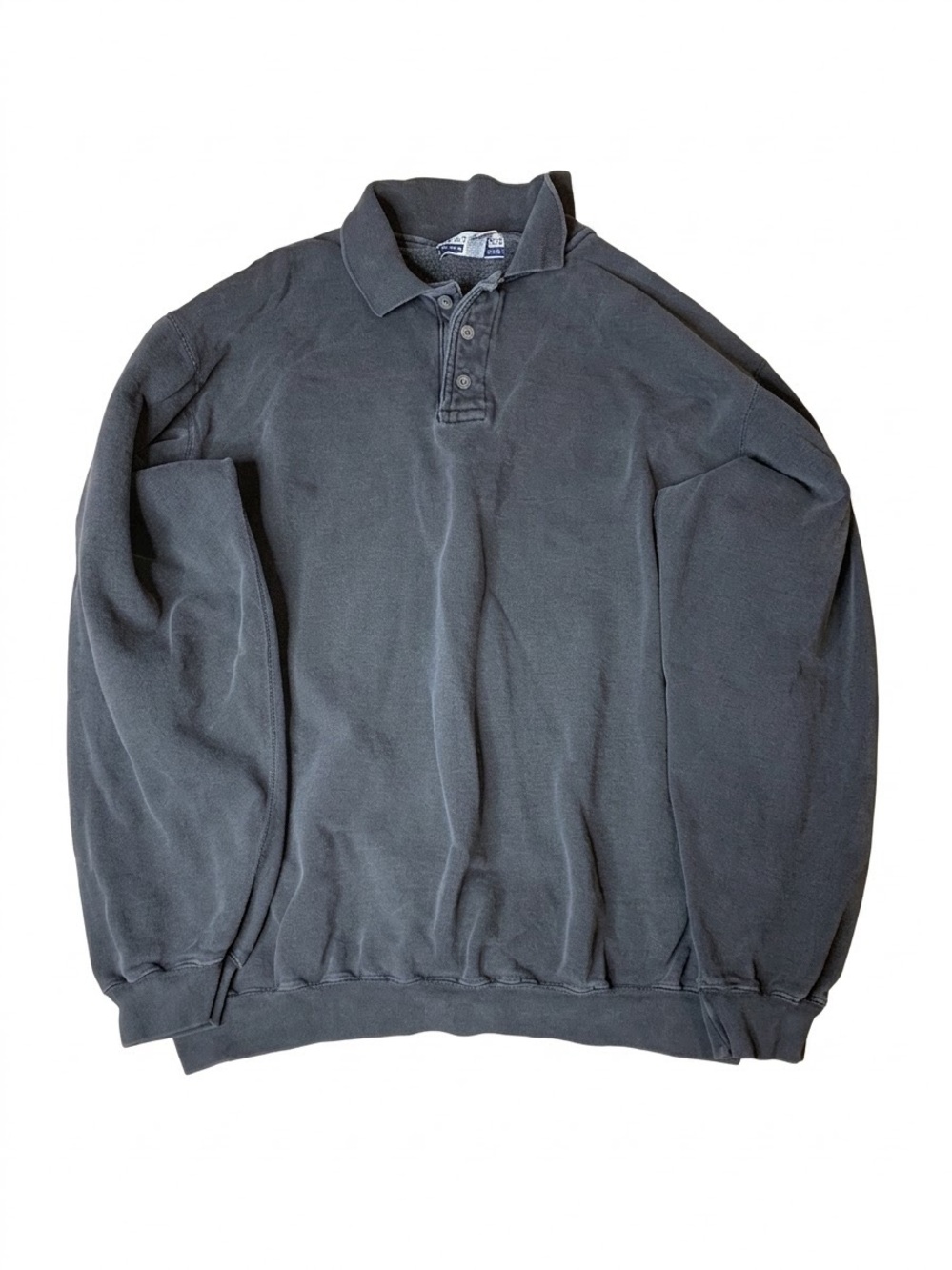 Vintage Tiger Brand Charcoal Grey Polo Collared Sweatshirt Large